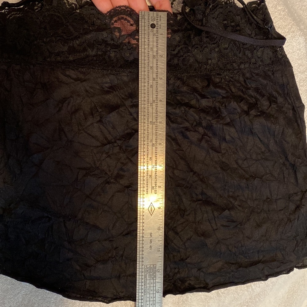 Cacama Black Camisole Tank Lace Crinkled Wrinkled Shirt Top Large Shell - Picture 8 of 8